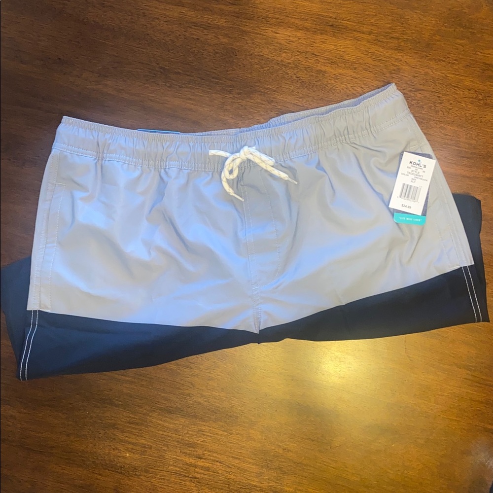 Trinity Gray and White Swim Shorts